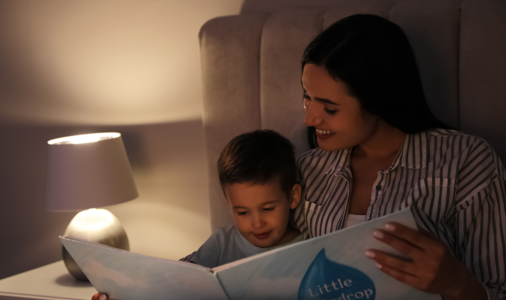 Benefit of Short Bedtime Stories mom reading to son in bed